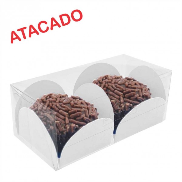 Atacado 500 Caixas para 2 doces toda transparente 8X4X3 cm