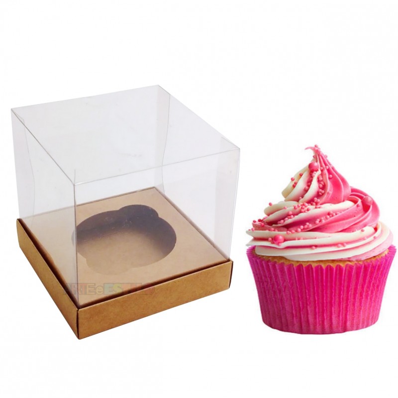 Fatia de Bolo - Caixa de Acetato, Caixa para Cupcakes, Forma para